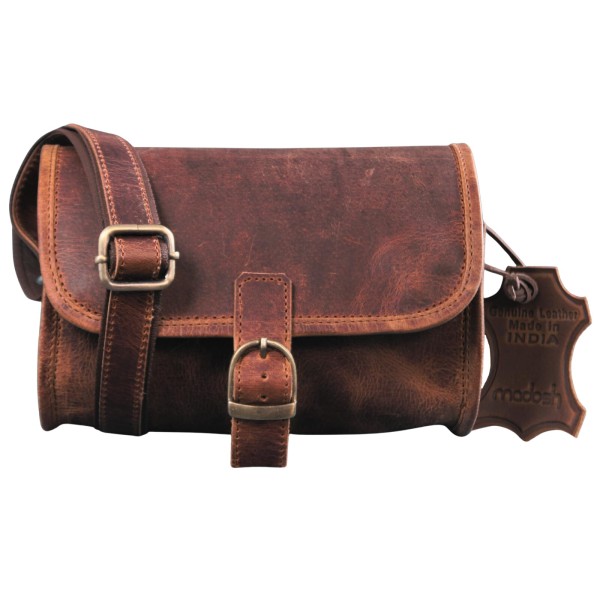 Women's Buffalo Hide Small Round Brown Shoulder Crossbody Bag Girls Sling Purse